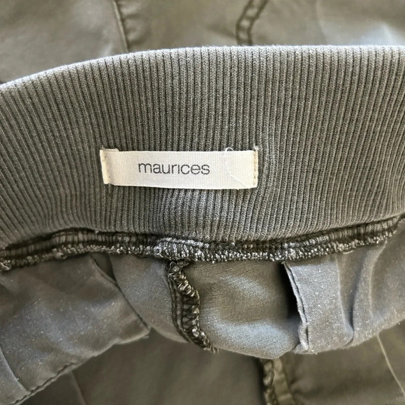 Maurices Womens Chino Pull-on Pants Green Mid Rise Drawstring Pockets size 9/10 - Picture 7 of 8